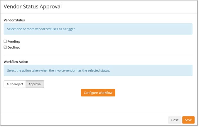 Vendor Status Approval